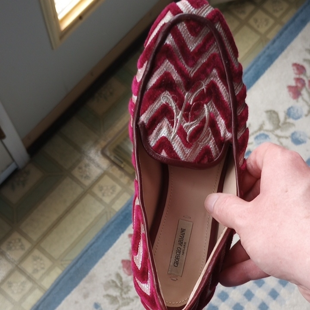 Giorgio Armani Red Chevron Flats
